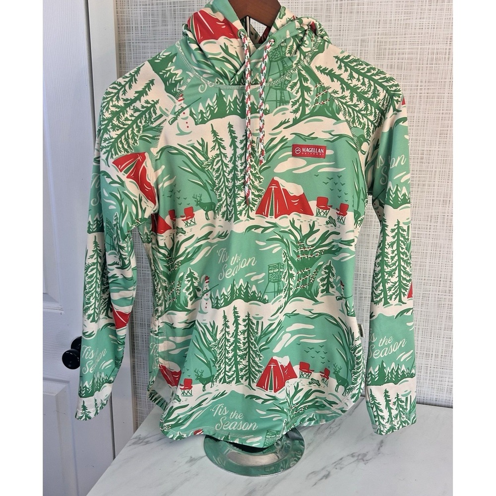 Magellan Outdoors Hoodie Womens Sz S Pullover Boyfriend Fit Christmas Holiday H‎